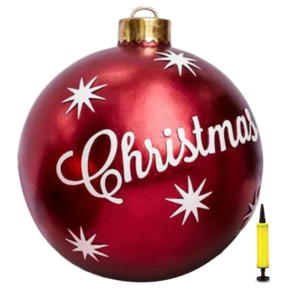 Christmas Inflatable Ball Decoration, 23.6 Inch PVC Giant Ball, Xmas Baubles Ornament for Yard, Garden, Home, Patio - Holiday Decor
