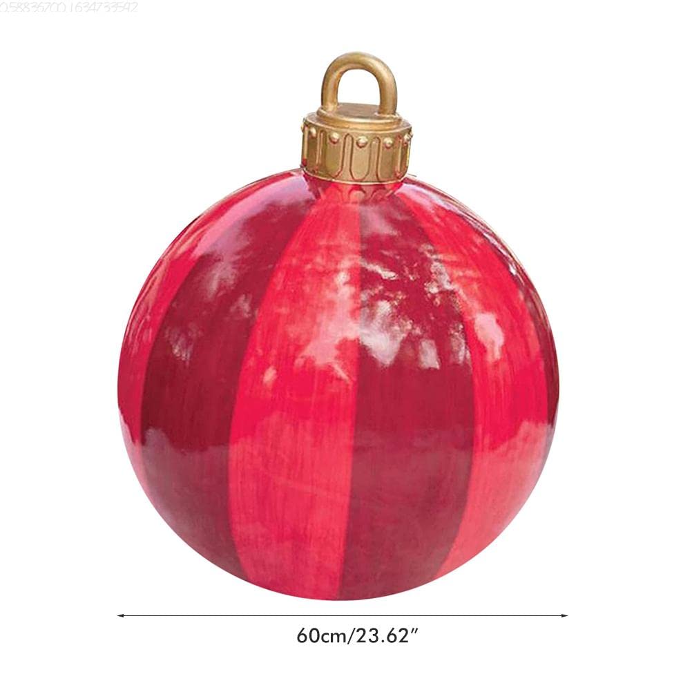 Ariarly Giant 23.6 inch Christmas Inflatable Ball with Pump, Black and White Stripes, Weather Resistant PVC Balloon, for Indoor/Outdoor Decor