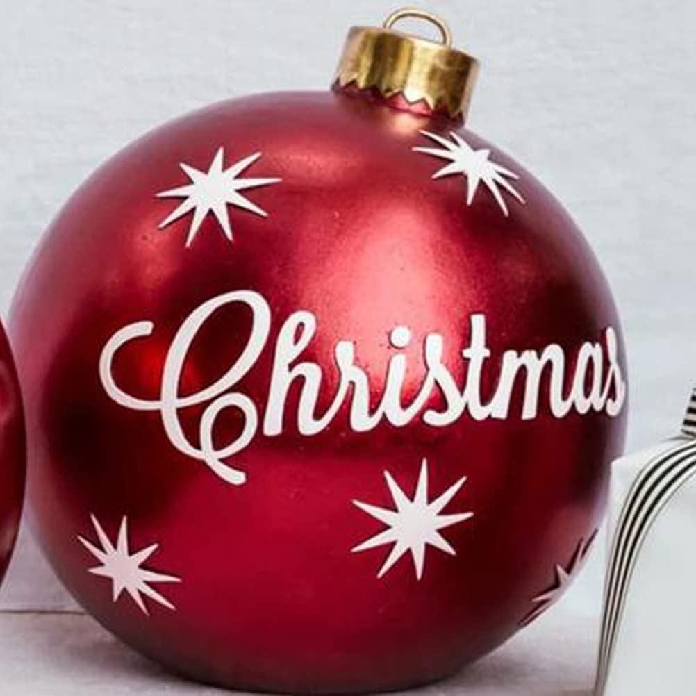 Christmas Inflatable Ball Decoration, 23.6 Inch PVC Giant Ball, Xmas Baubles Ornament for Yard, Garden, Home, Patio - Holiday Decor
