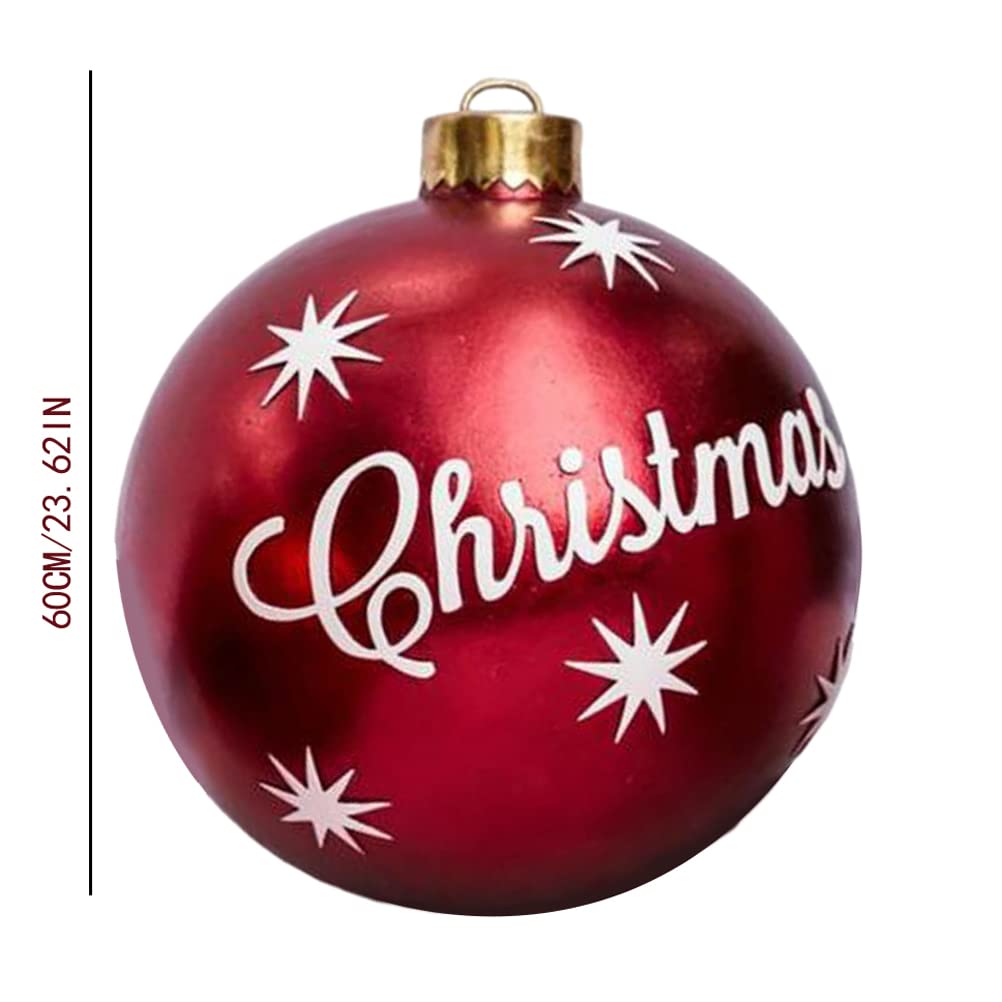 Christmas Inflatable Ball Decoration, 23.6 Inch PVC Giant Ball, Xmas Baubles Ornament for Yard, Garden, Home, Patio - Holiday Decor
