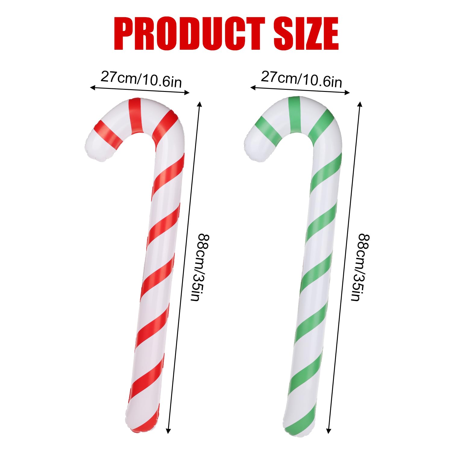 4pcs Christmas Inflatable Sticks, 35 Inch Giant Candy Canes Walking Stick for Courtyard Lawn Wedding Party Decoration