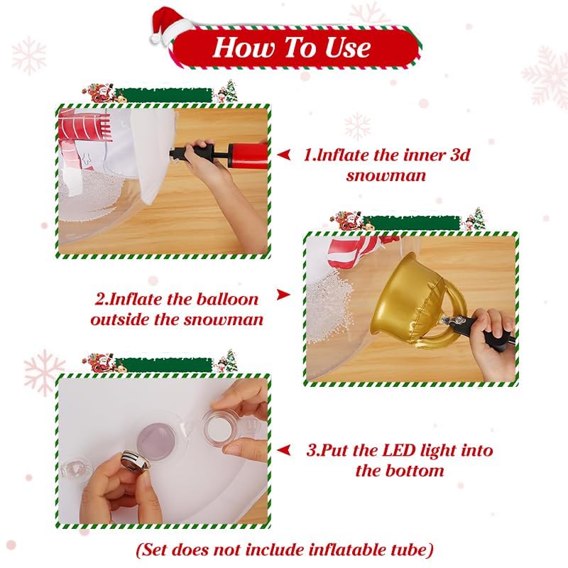 24 Inch Inflatable Christmas Decorated Ball Ornament Giant Inflatable Snow Globe Outside Christmas Decorations, Xmas Blow Up Ball Decorations for Outside Holiday Yard Lawn Decor (Snowman)