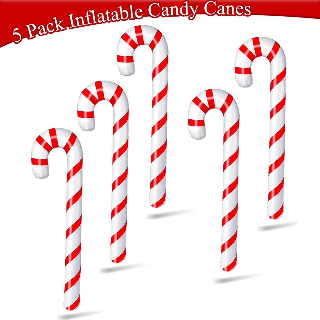 5PCS Christmas Inflatable Candy Canes, 35 Inch Large Candy Cane for Indoor Outdoor Holiday Yard Decorations