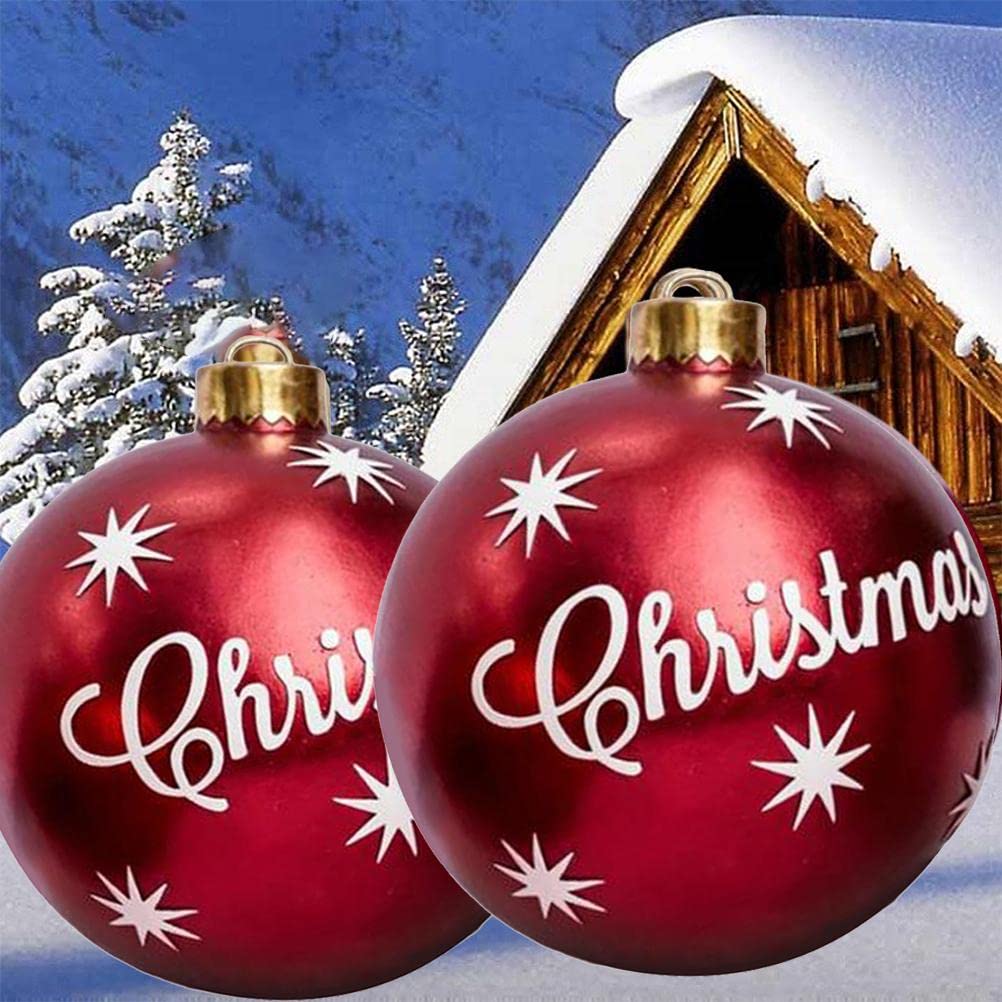 Christmas Inflatable Ball Decoration, 23.6 Inch PVC Giant Ball, Xmas Baubles Ornament for Yard, Garden, Home, Patio - Holiday Decor