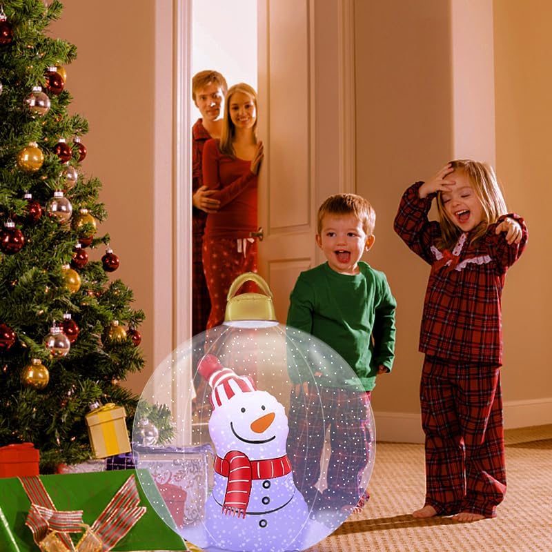 24 Inch Inflatable Christmas Decorated Ball Ornament Giant Inflatable Snow Globe Outside Christmas Decorations, Xmas Blow Up Ball Decorations for Outside Holiday Yard Lawn Decor (Snowman)
