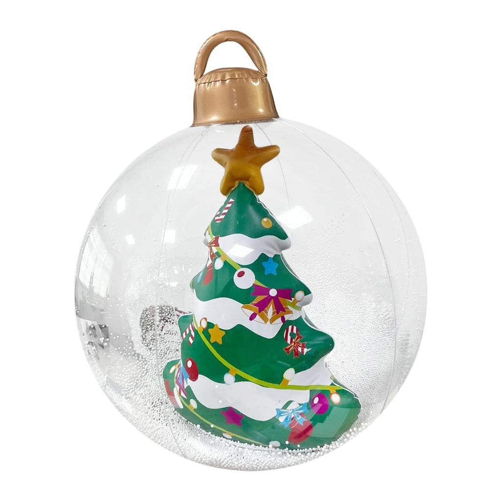 Outdoor Inflatable Snowflake Ball, 23.6 Inch Large Christmas Inflatable Ornament With LED Lights PVC Decorative Ball, Green
