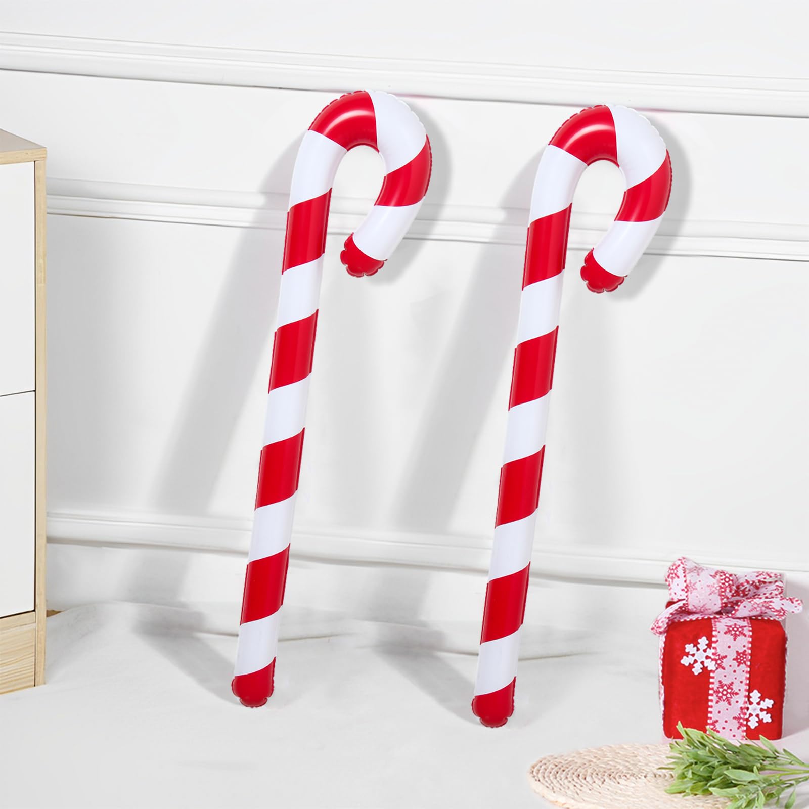 QIFU 6pcs 35 Inch Inflatable Christmas Candy Cane for Christmas Decorations, Indoor Outdoor Holiday Yard Decorations for Home