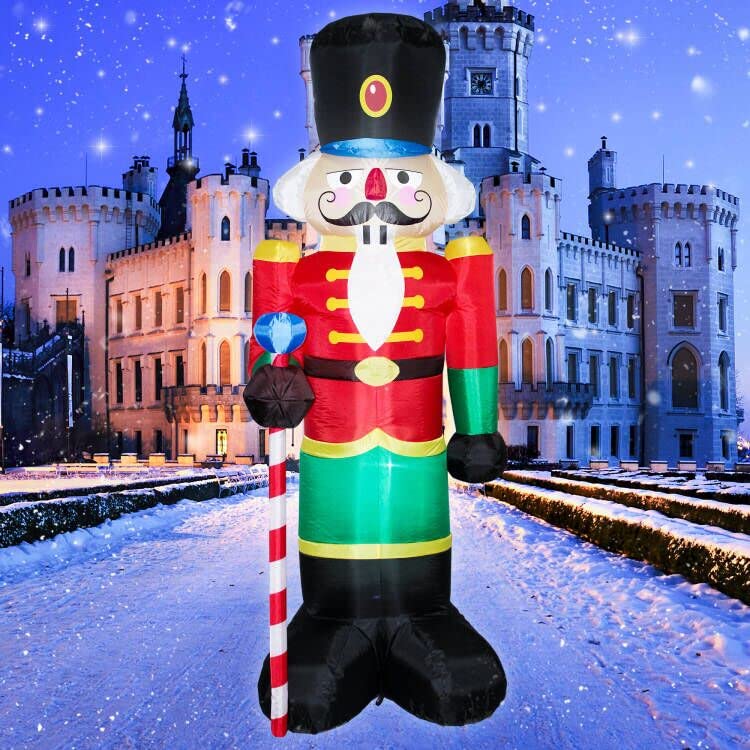 AJY 8 Feet Christmas Inflatable Nutcracker Soldier Holiday Lighted Blow up Yard Decoration 8ft Estaca Nutcracker Inflatable Indoor Porch Outdoor Décor