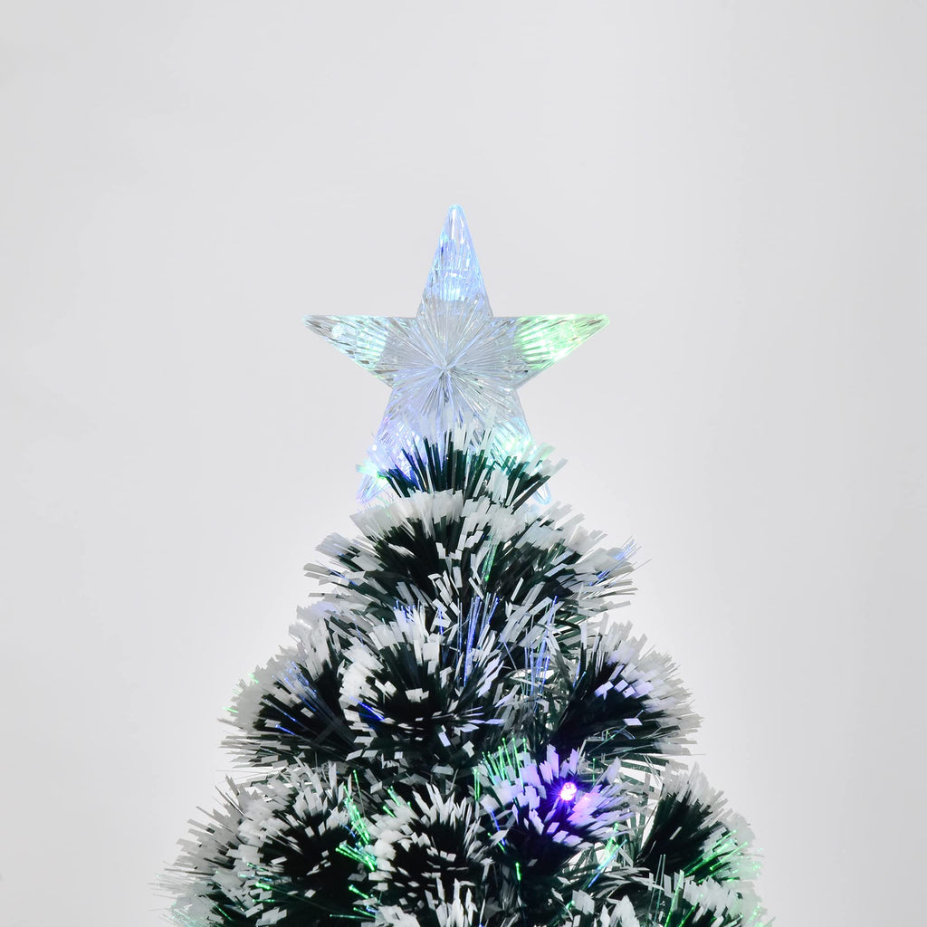 HOMCOM 4ft Xmax Tree Pre-Lit LED Optical Fiber Christmas Tree Artificial Winter Holiday Seasonal Decoration w/Stand