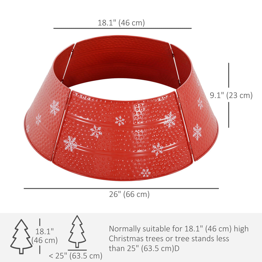 HOMCOM Metal Christmas Tree Collar, 26 Inch Christmas Tree Ring, Xmas Tree Skirt for Artificial Christmas Tree Decoration, Red
