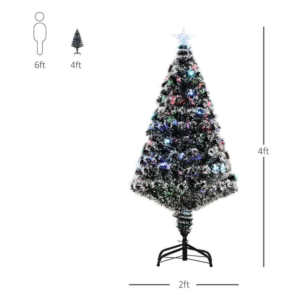 HOMCOM 4ft Xmax Tree Pre-Lit LED Optical Fiber Christmas Tree Artificial Winter Holiday Seasonal Decoration w/Stand