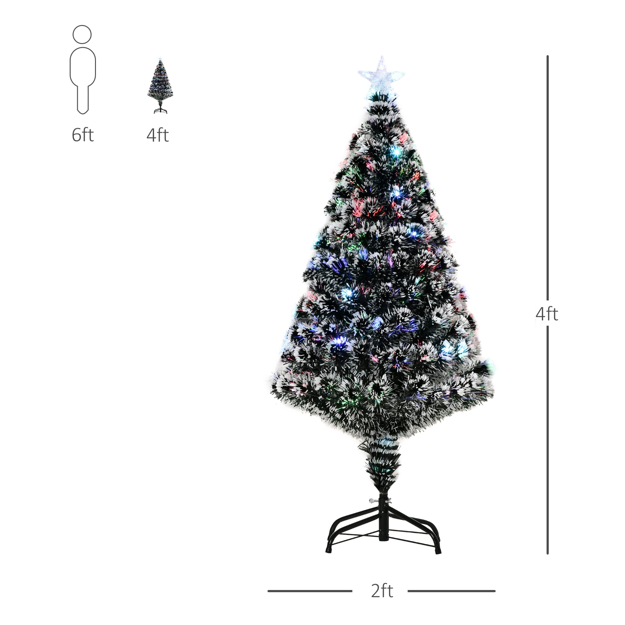 HOMCOM 4ft Xmax Tree Pre-Lit LED Optical Fiber Christmas Tree Artificial Winter Holiday Seasonal Decoration w/Stand