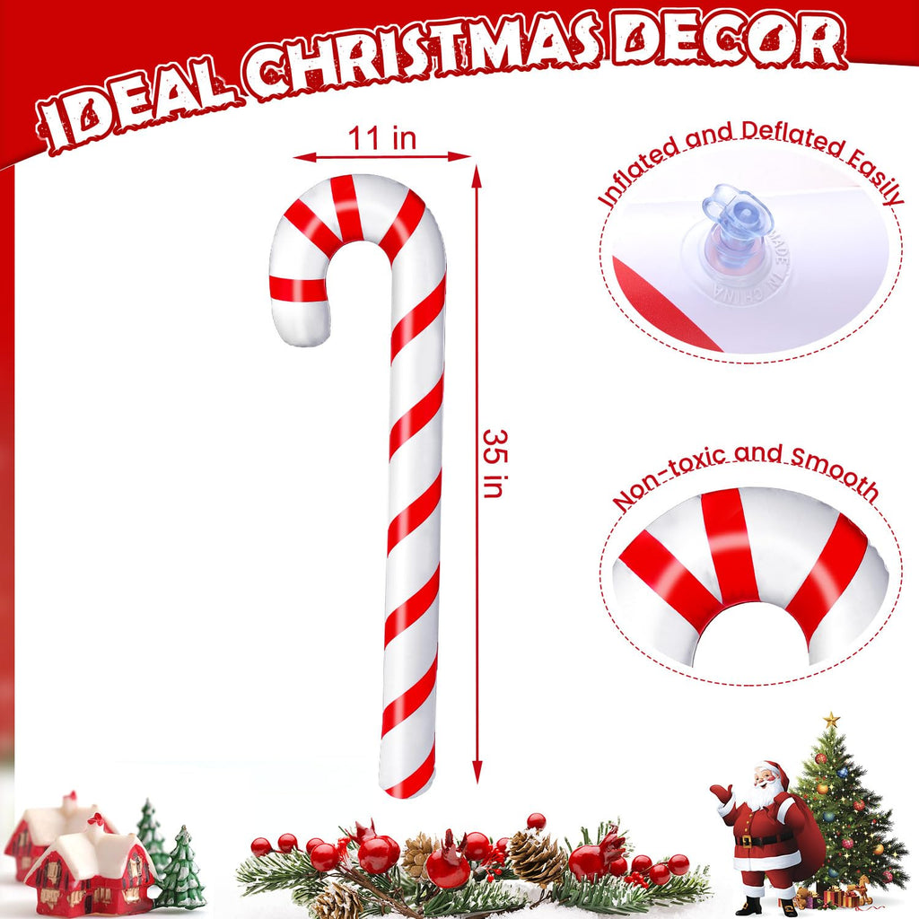 5PCS Christmas Inflatable Candy Canes, 35 Inch Large Candy Cane for Indoor Outdoor Holiday Yard Decorations