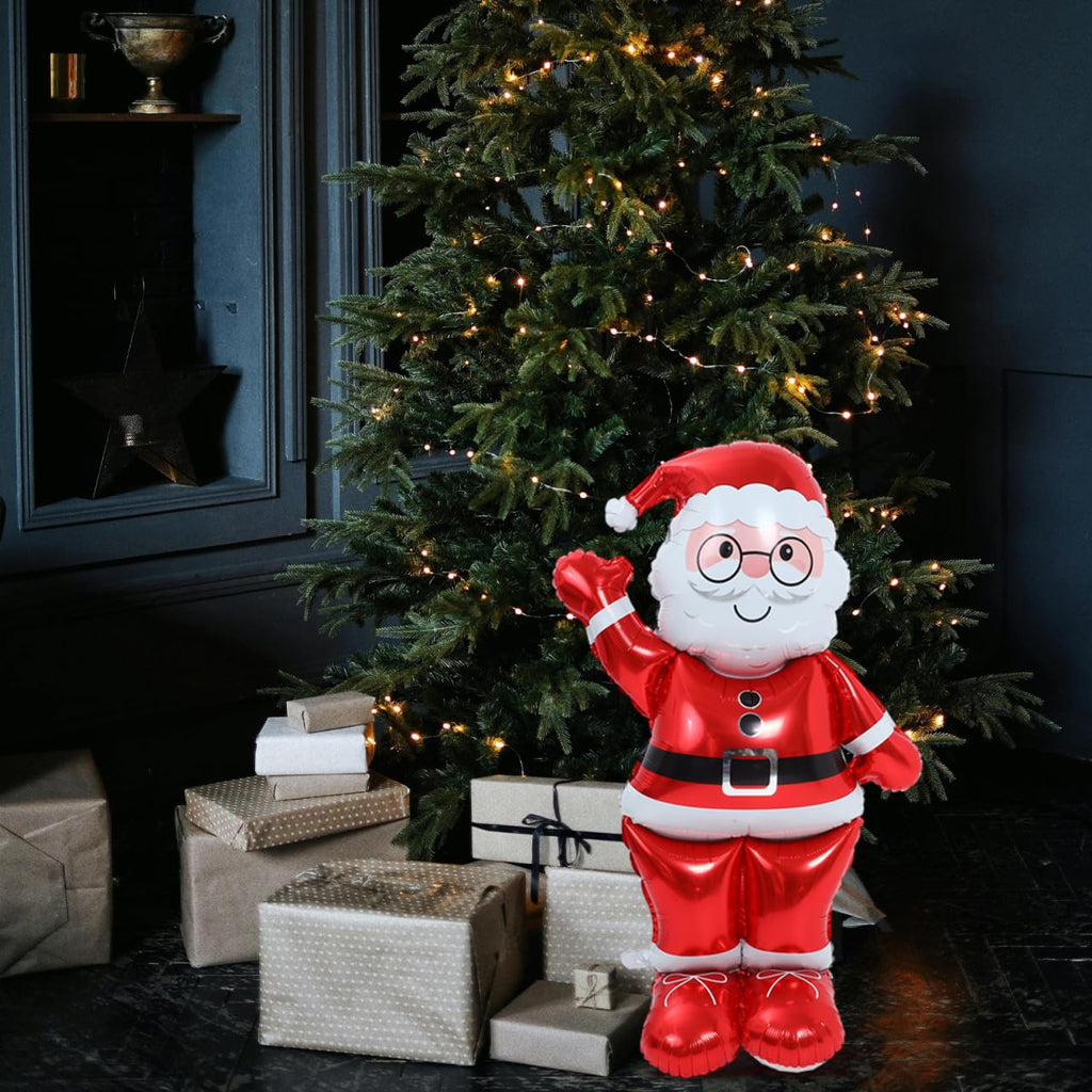 STOBAZA Christmas Santa Claus Balloon Inflatable Decoration Reusable Aluminum Film for Holiday Parties Centerpiece Decor for Indoor Outdoor Festivities