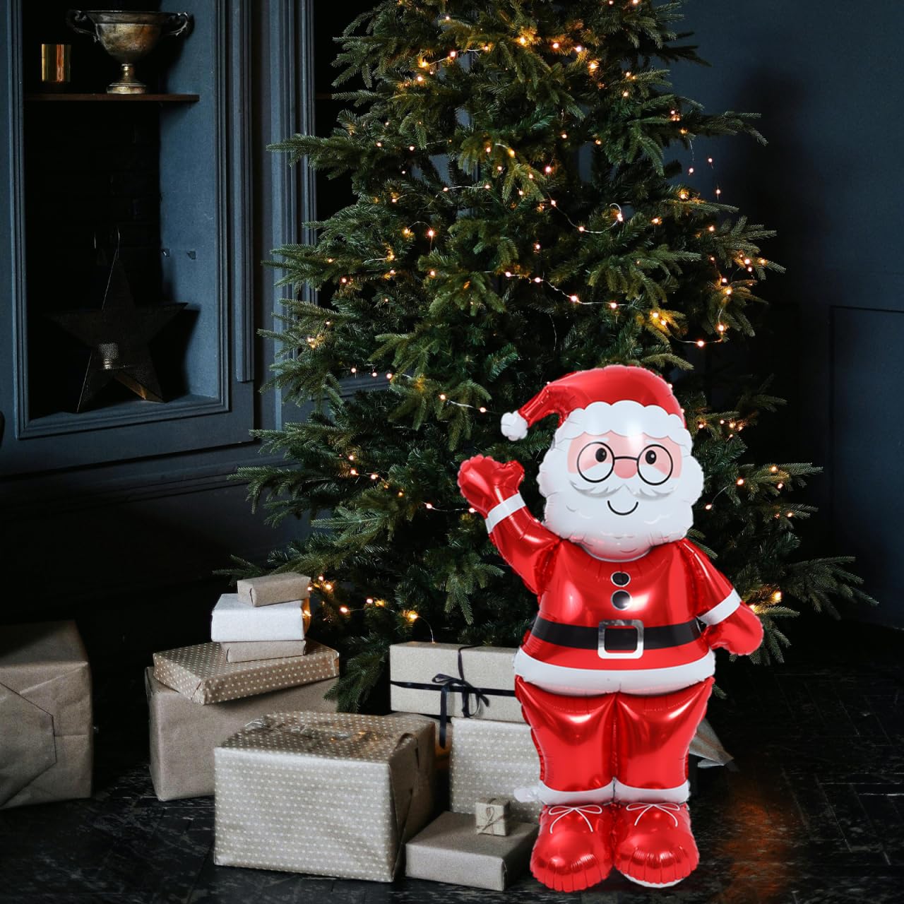 STOBAZA Christmas Santa Claus Balloon Inflatable Decoration Reusable Aluminum Film for Holiday Parties Centerpiece Decor for Indoor Outdoor Festivities