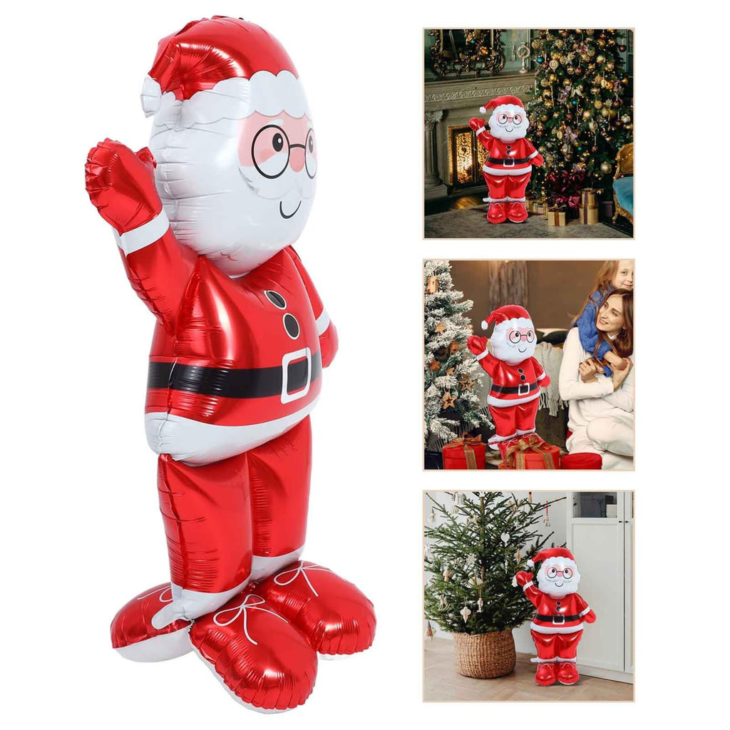 BESPORTBLE Large Standing Santa Claus Balloon, 60-Inch Inflatable Christmas Decoration, Aluminum Foil Santa Balloon for