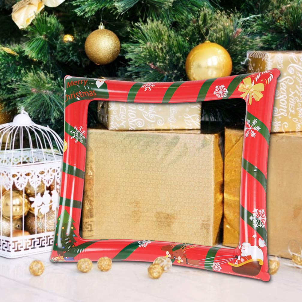 Amosfun Christmas Inflatable Photo Frame Xmas Photo Booth Prop Party Selfie Supplies Festival Decoration