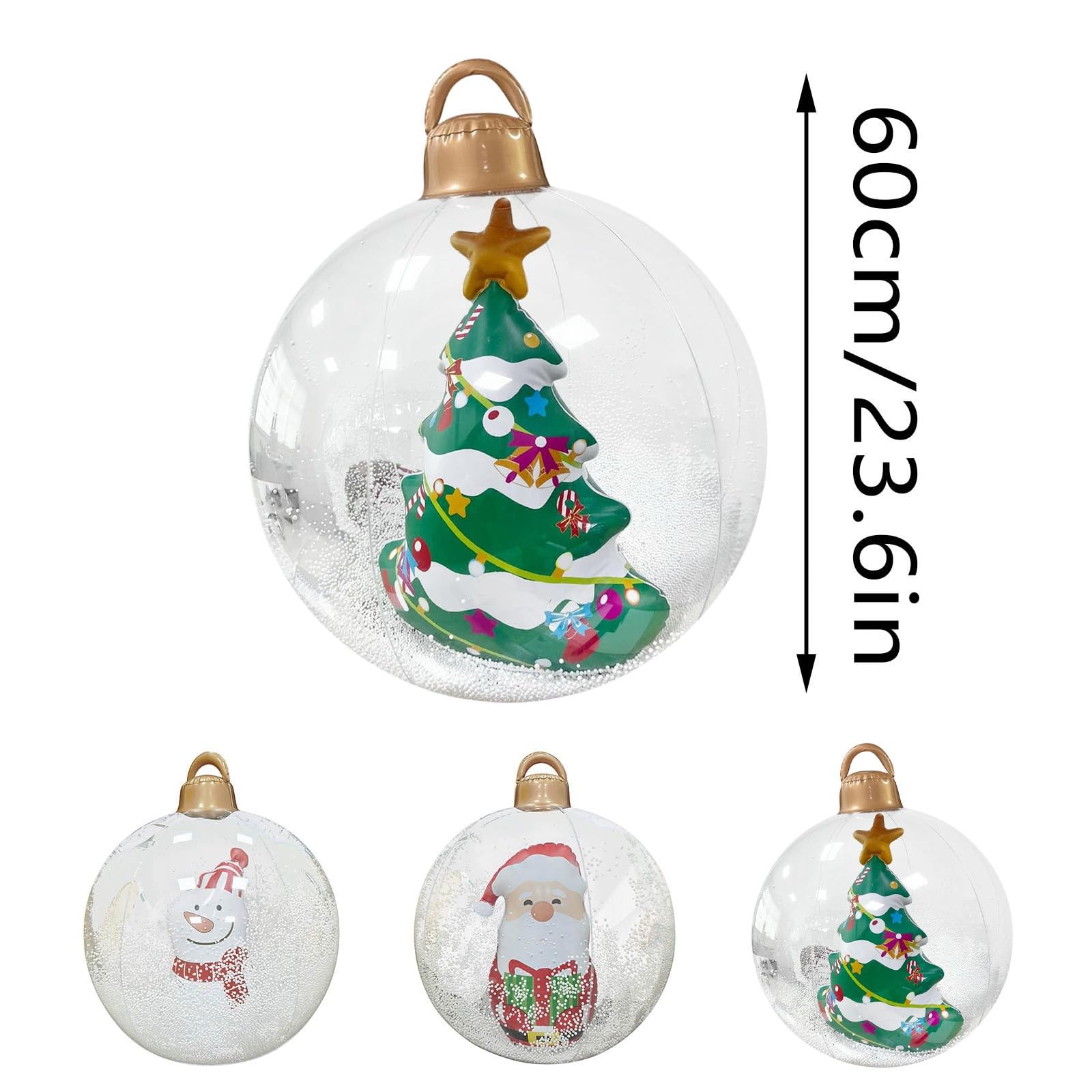 Outdoor Inflatable Snowflake Ball, 23.6 Inch Large Christmas Inflatable Ornament With LED Lights PVC Decorative Ball, Green