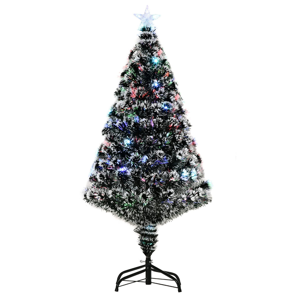 HOMCOM 4ft Xmax Tree Pre-Lit LED Optical Fiber Christmas Tree Artificial Winter Holiday Seasonal Decoration w/Stand