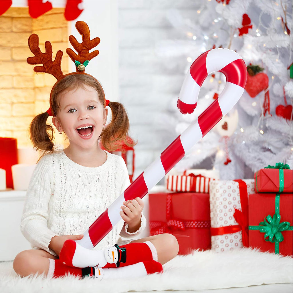 QIFU 6pcs 35 Inch Inflatable Christmas Candy Cane for Christmas Decorations, Indoor Outdoor Holiday Yard Decorations for Home