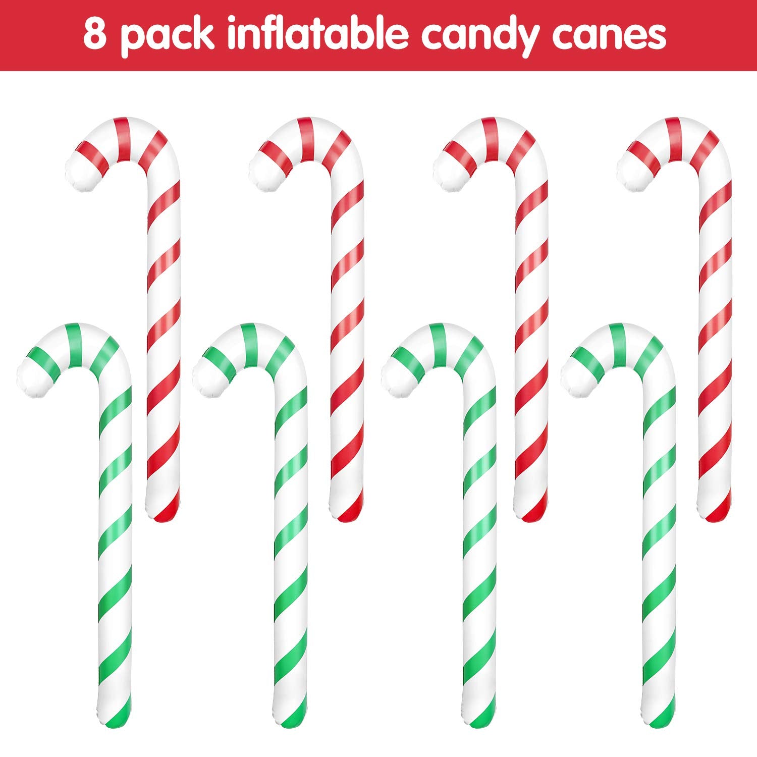 ASTARON 8 Pack 35" Inflatable Christmas Candy Canes for Christmas Decorations, Jumbo Candy Canes for Outdoor Holiday Decorations, Christmas Party Decorations Supplies