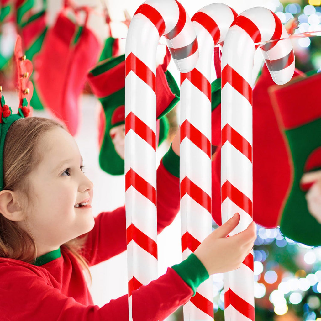 5PCS Christmas Inflatable Candy Canes, 35 Inch Large Candy Cane for Indoor Outdoor Holiday Yard Decorations