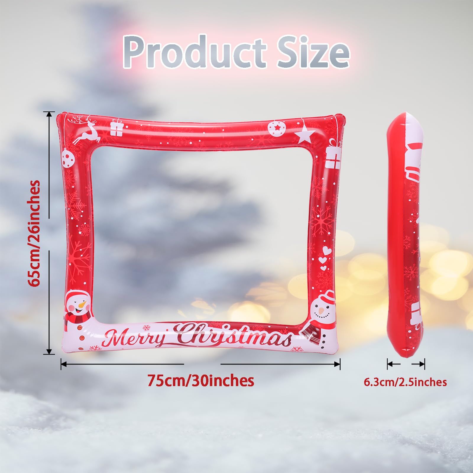 Inflatable Christmas Photo Booth Props 30x26'' Photo Booth Frame Funny Selfie Props for Winter Holiday Party Supplies Accessories Christmas Party Decorations (30 * 26inchs)