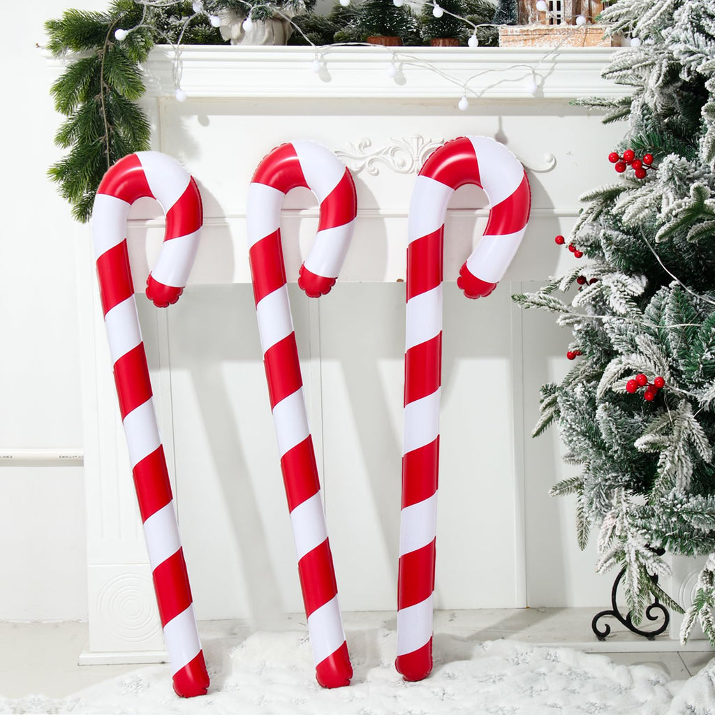 QIFU 6pcs 35 Inch Inflatable Christmas Candy Cane for Christmas Decorations, Indoor Outdoor Holiday Yard Decorations for Home