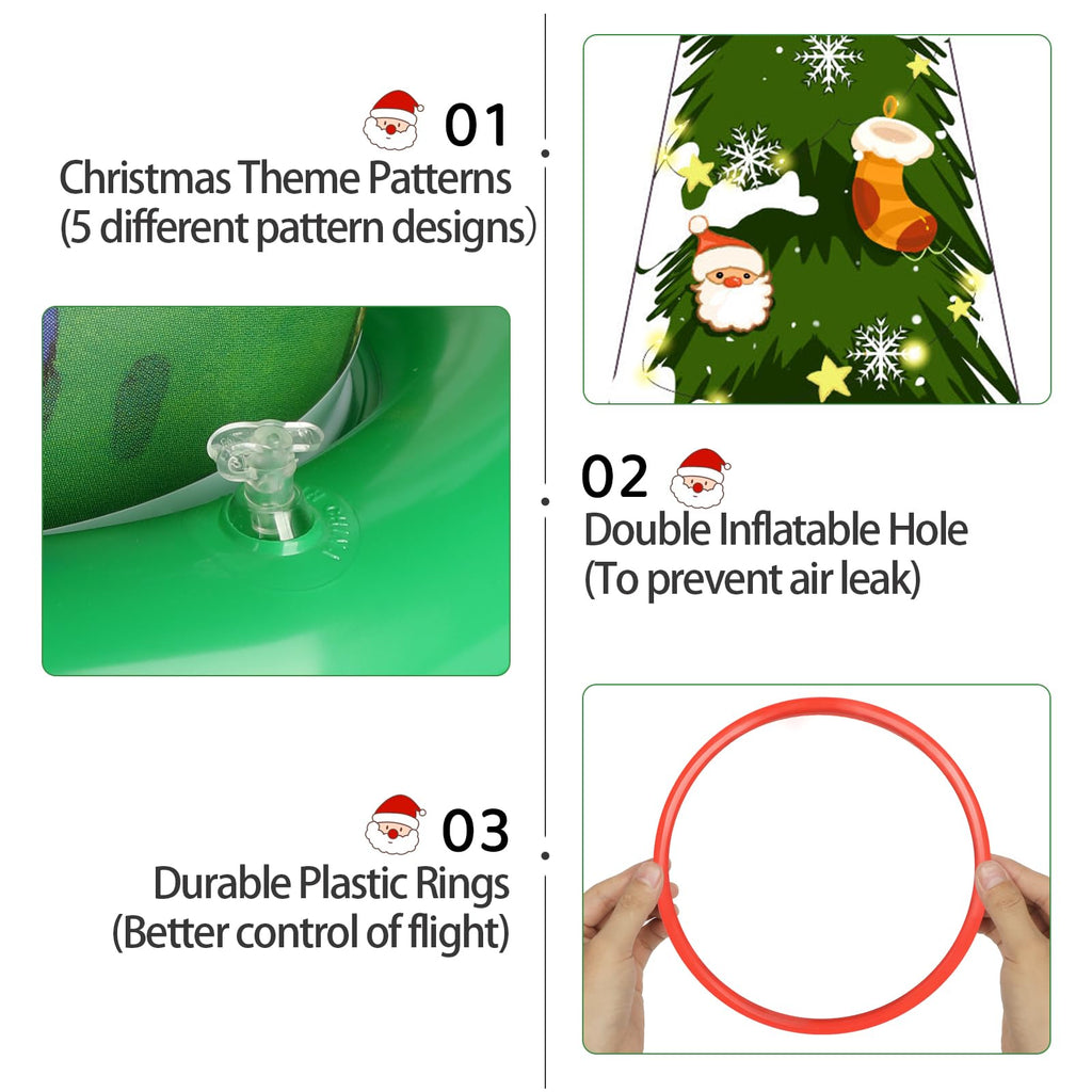 AZEWO 5 Pack Inflatable Christmas Tree Ring Toss Game, PVC Green Inflatable Christmas Tree Game for Indoor & Outdoor, 3+ Players