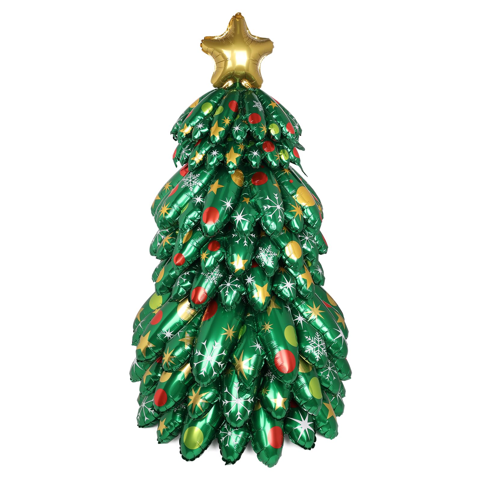 Inflatable Christmas Tree, 130cm/4.3ft Blow UP Christmas Tree Outdoor Decoration Holiday Foil Balloons for Xmas Holiday Party Patio Lawn Garden Home Decor Photo Prop