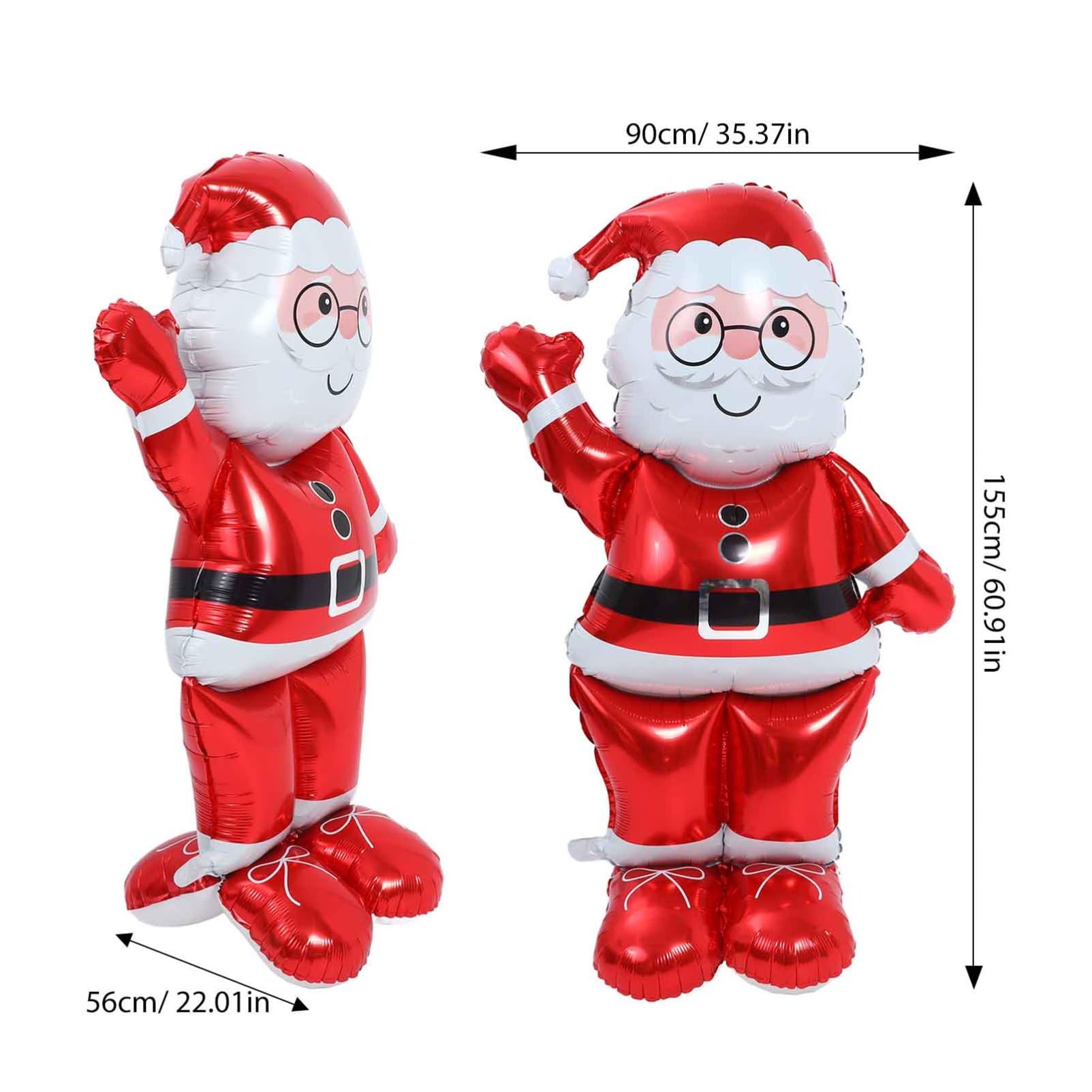 BESPORTBLE Large Standing Santa Claus Balloon, 60-Inch Inflatable Christmas Decoration, Aluminum Foil Santa Balloon for