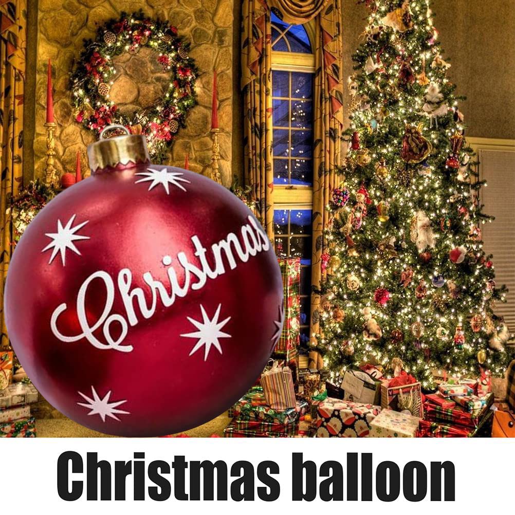 Christmas Inflatable Ball Decoration, 23.6 Inch PVC Giant Ball, Xmas Baubles Ornament for Yard, Garden, Home, Patio - Holiday Decor