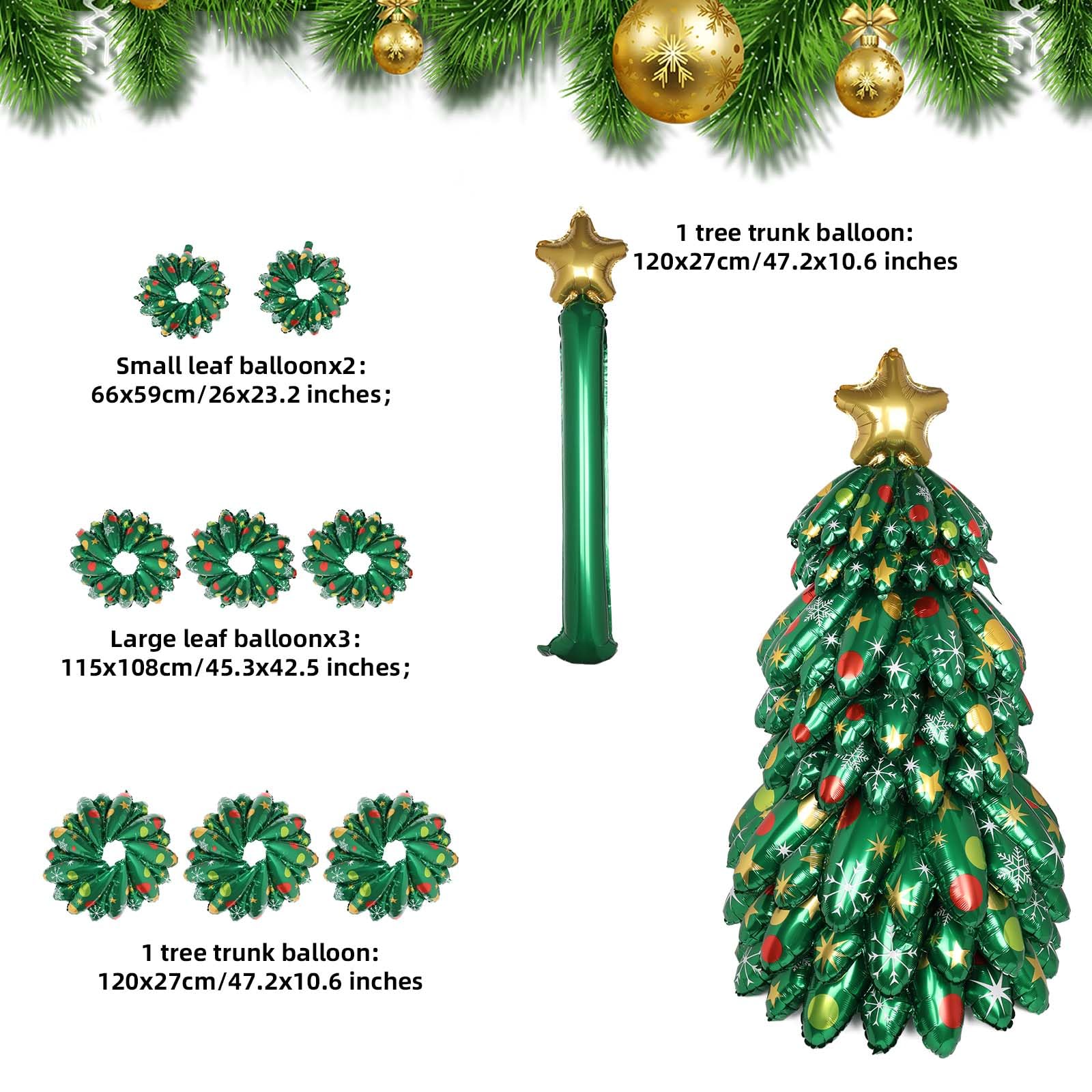Inflatable Christmas Tree, 130cm/4.3ft Blow UP Christmas Tree Outdoor Decoration Holiday Foil Balloons for Xmas Holiday Party Patio Lawn Garden Home Decor Photo Prop