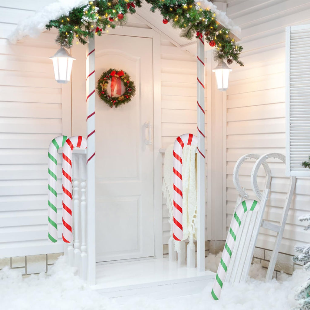 4pcs Christmas Inflatable Sticks, 35 Inch Giant Candy Canes Walking Stick for Courtyard Lawn Wedding Party Decoration