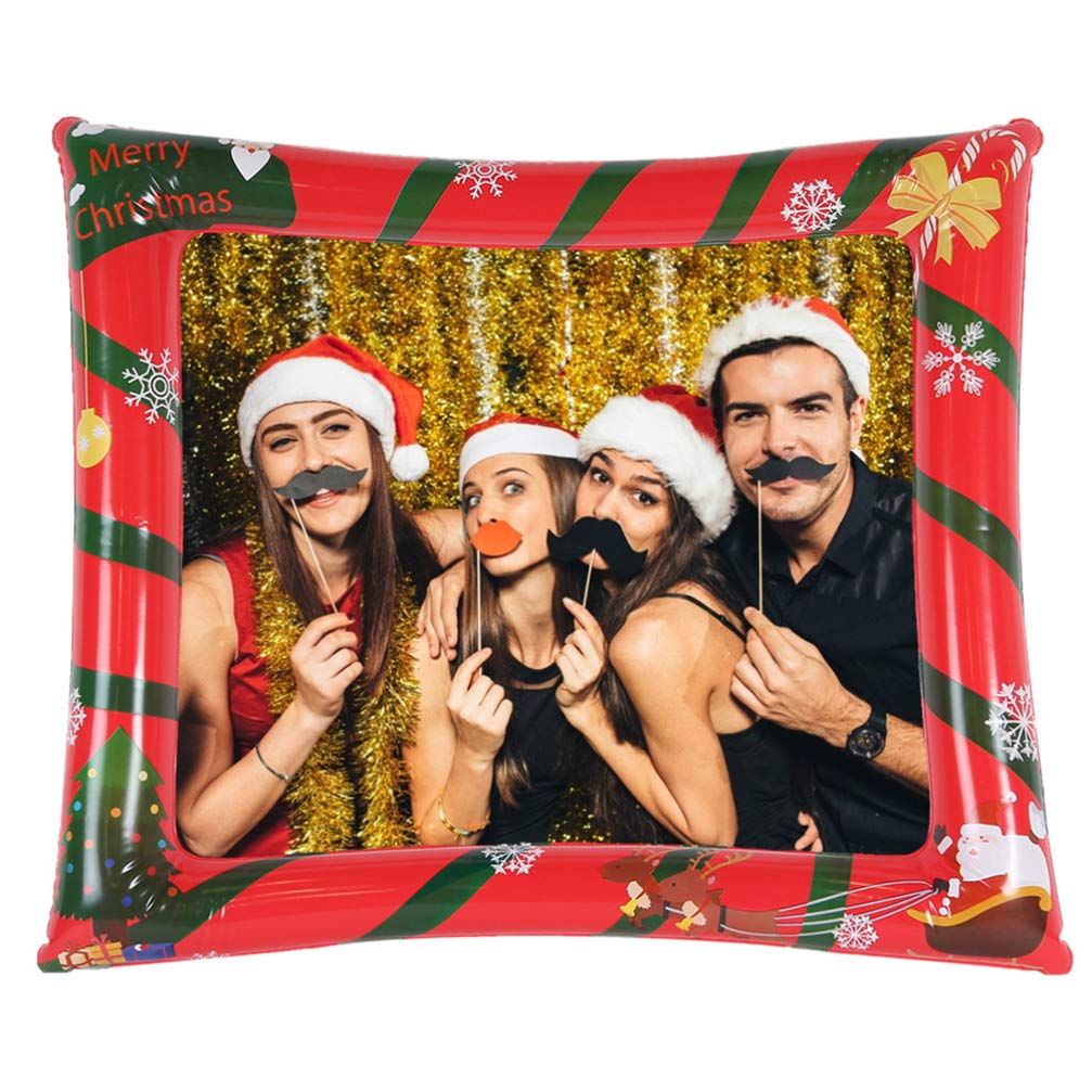 Amosfun Christmas Inflatable Photo Frame Xmas Photo Booth Prop Party Selfie Supplies Festival Decoration