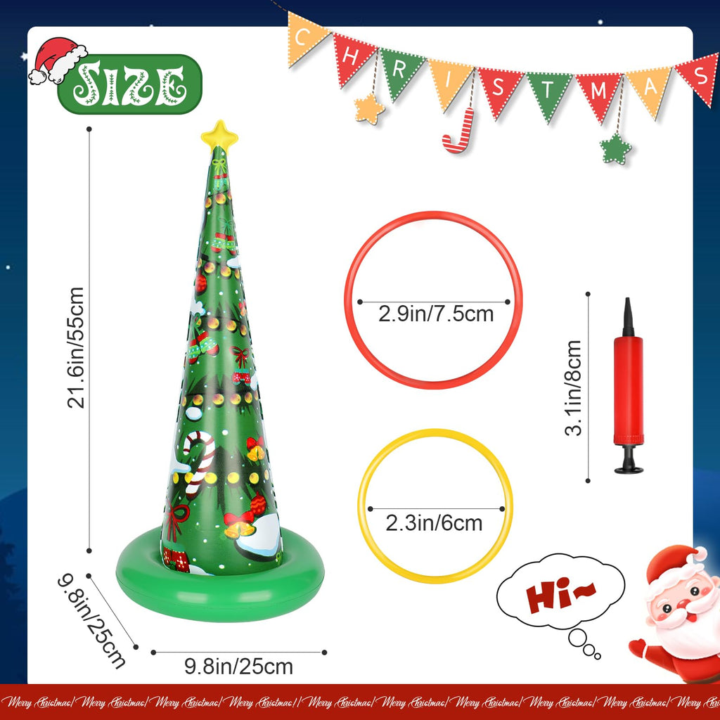 AZEWO 5 Pack Inflatable Christmas Tree Ring Toss Game, PVC Green Inflatable Christmas Tree Game for Indoor & Outdoor, 3+ Players
