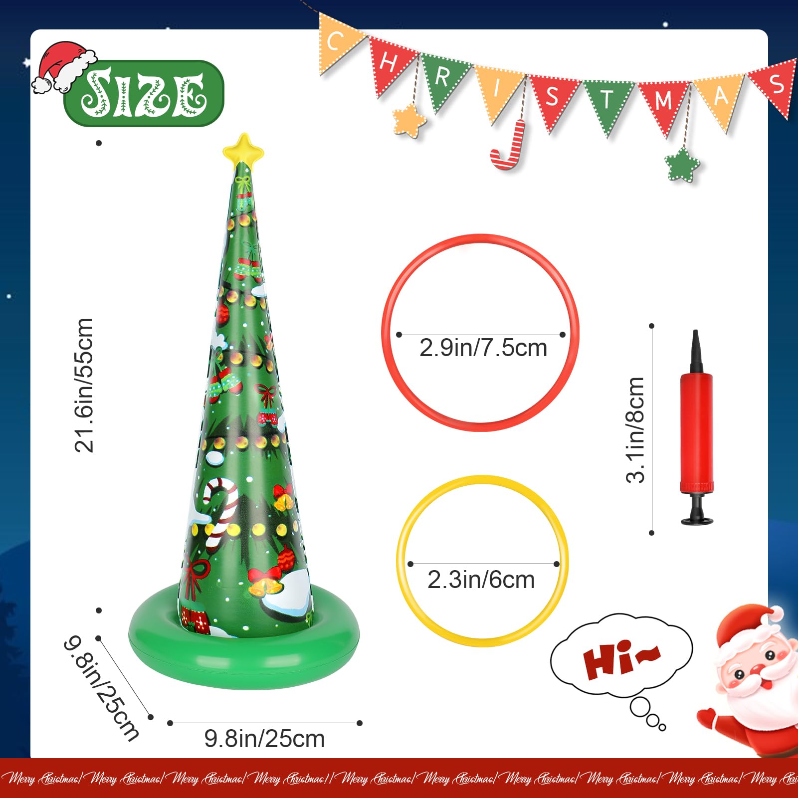 AZEWO 5 Pack Inflatable Christmas Tree Ring Toss Game, PVC Green Inflatable Christmas Tree Game for Indoor & Outdoor, 3+ Players