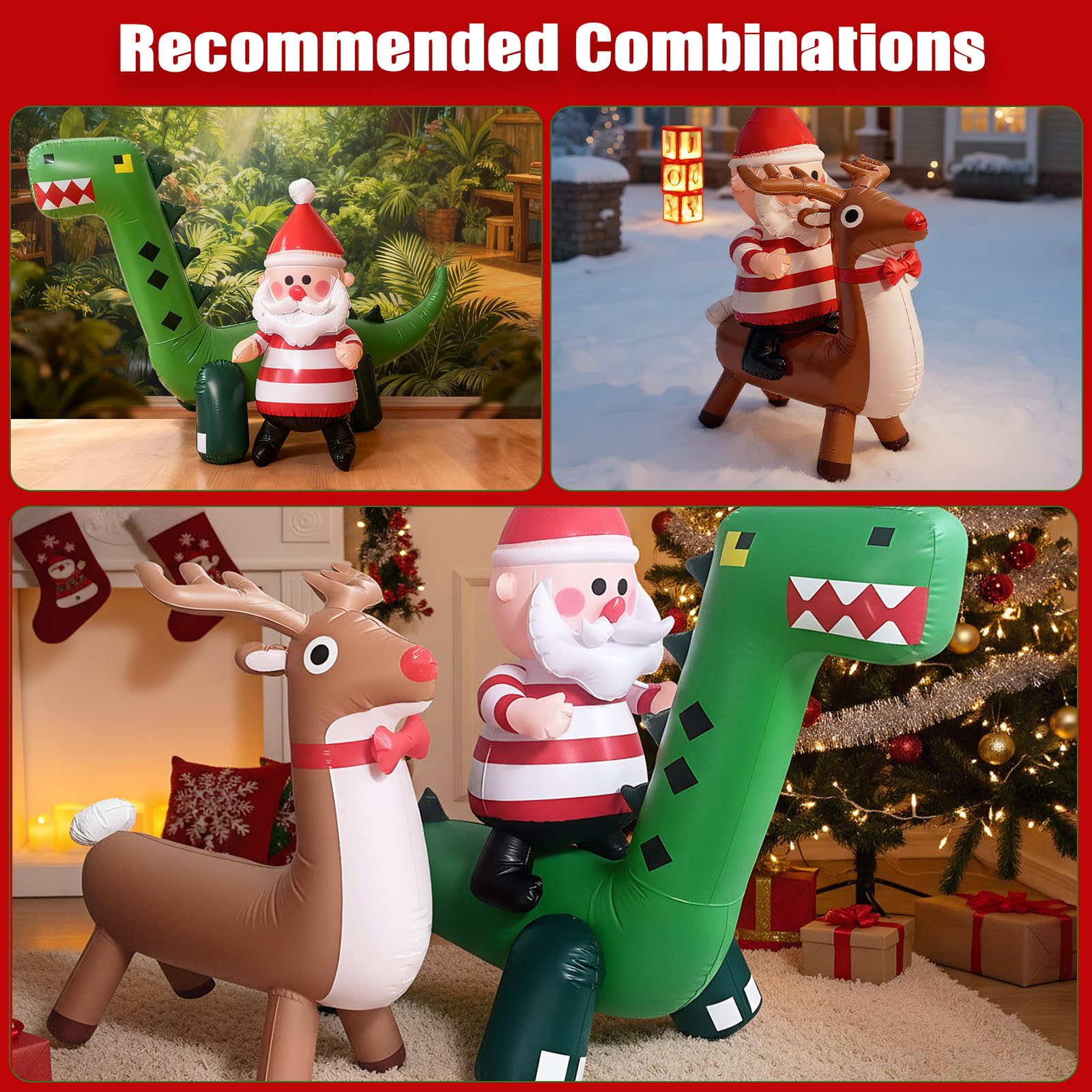 Christmas Inflatable Reindeer, Thickness PVC Blow up Funny Ornament for Outdoor/Indoor Holiday Decoration Xmas Decor Garden, Yard, Lawn, Party