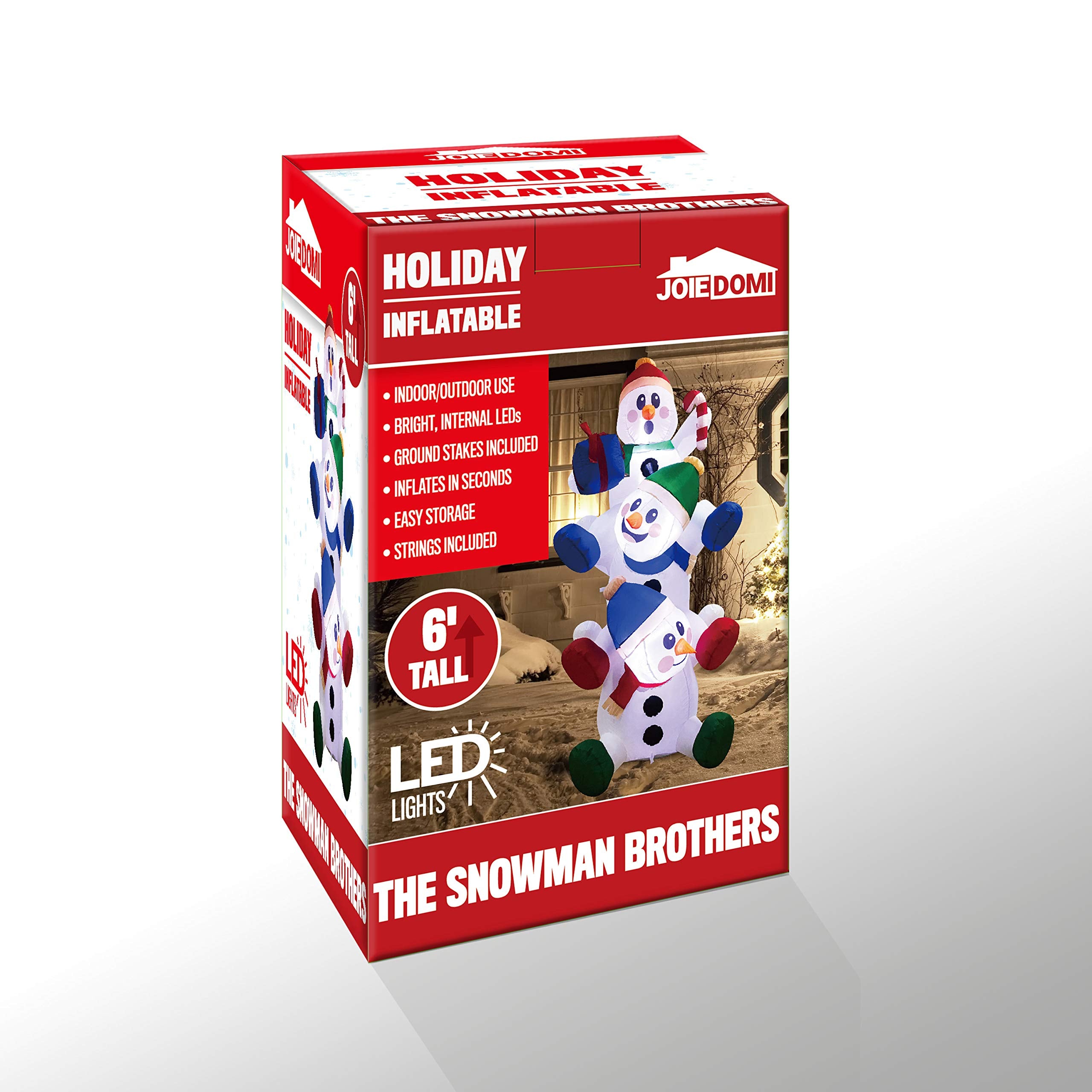 Joiedomi 6 FT Christmas Inflatable Decoration Stacked Snowman with Build-in LEDs Blow Up Inflatables for Xmas Party, Home Indoor Outdoor Christmas Décor Yard Garden Lawn Winter Holiday Supplies Décor