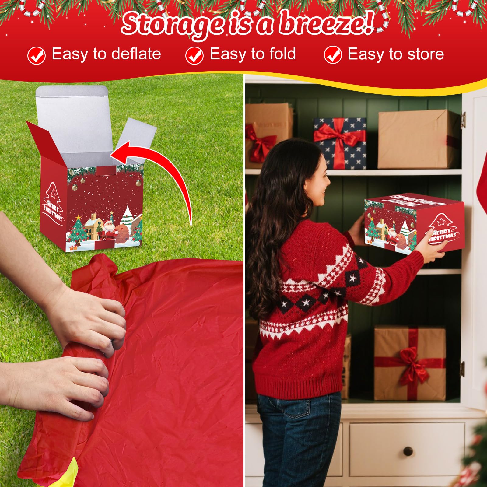 MICOCAH 6.6FT Long Christmas Inflatables Santa Claus on Sleigh with Snowman & Reindeer Outdoor Decorations, Giant Blow Up Yard Décor Build in LEDs & Tethers Stakes for Holiday Xmas Indoor Patio Lawn