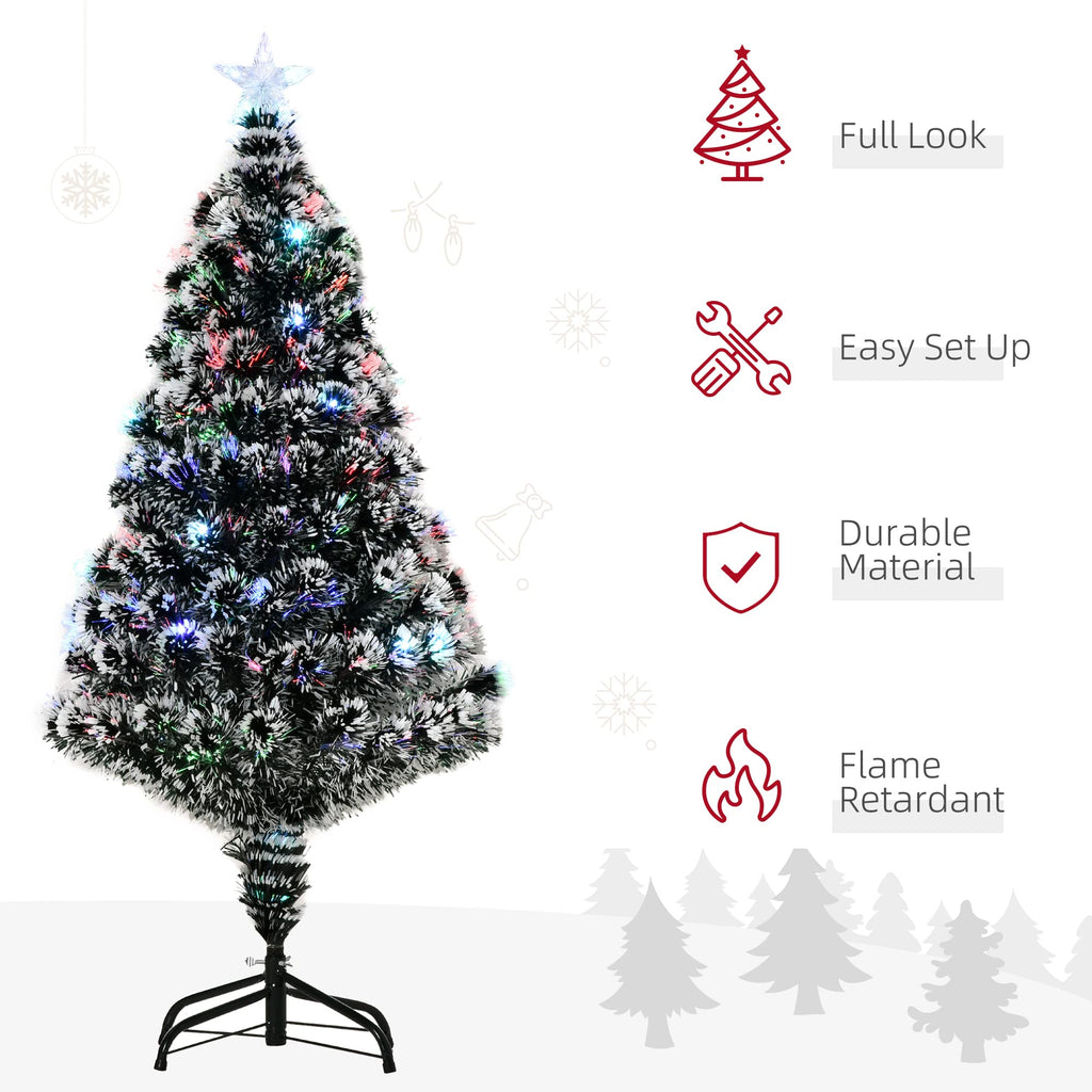 HOMCOM 4ft Xmax Tree Pre-Lit LED Optical Fiber Christmas Tree Artificial Winter Holiday Seasonal Decoration w/Stand