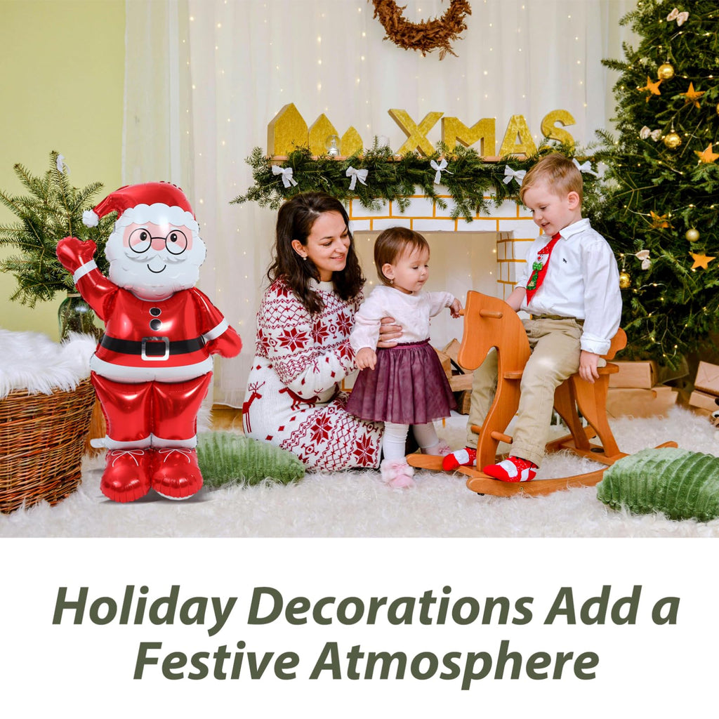 BESPORTBLE Large Standing Santa Claus Balloon, 60-Inch Inflatable Christmas Decoration, Aluminum Foil Santa Balloon for
