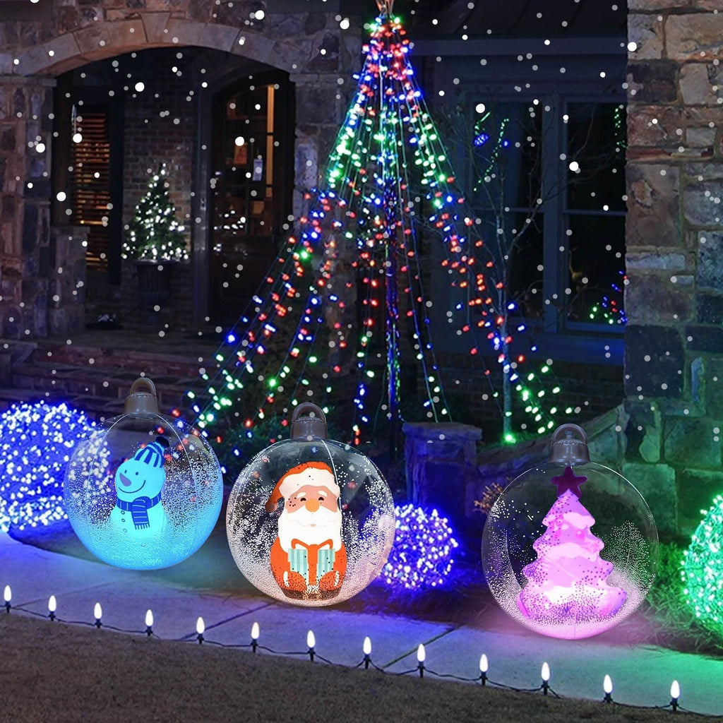 24 Inch Inflatable Christmas Decorated Ball Ornament Giant Inflatable Snow Globe Outside Christmas Decorations, Xmas Blow Up Ball Decorations for Outside Holiday Yard Lawn Decor (Snowman)
