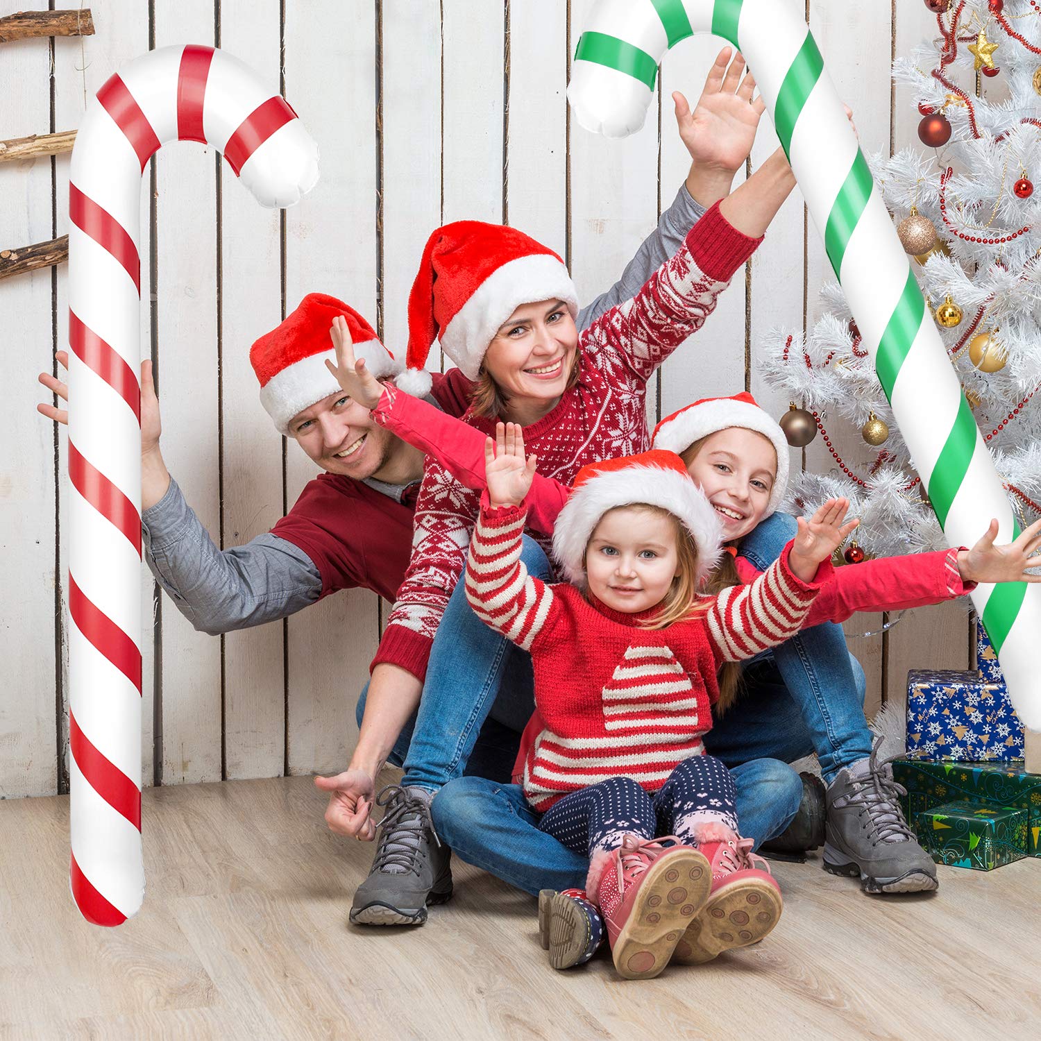 ASTARON 8 Pack 35" Inflatable Christmas Candy Canes for Christmas Decorations, Jumbo Candy Canes for Outdoor Holiday Decorations, Christmas Party Decorations Supplies