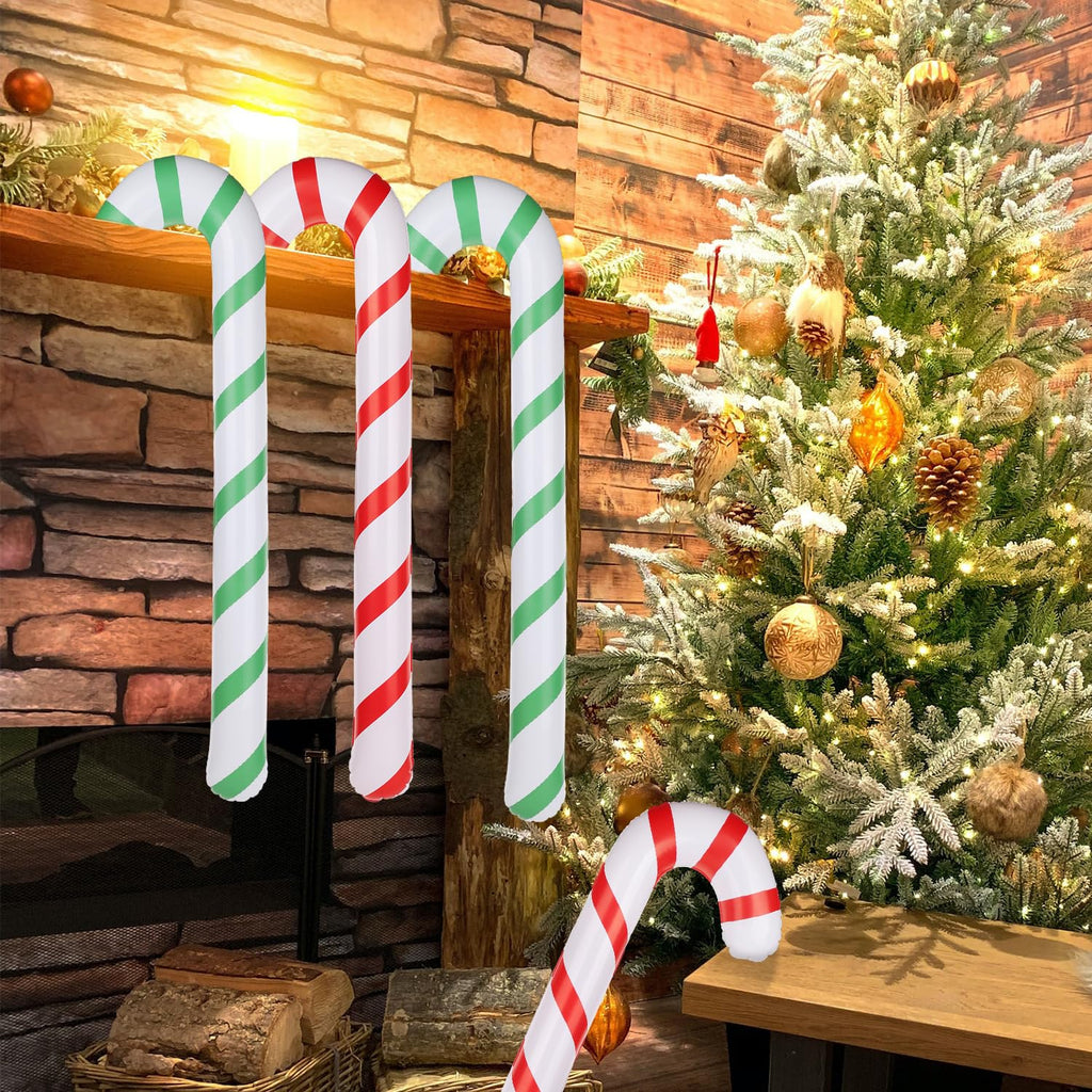 4pcs Christmas Inflatable Sticks, 35 Inch Giant Candy Canes Walking Stick for Courtyard Lawn Wedding Party Decoration