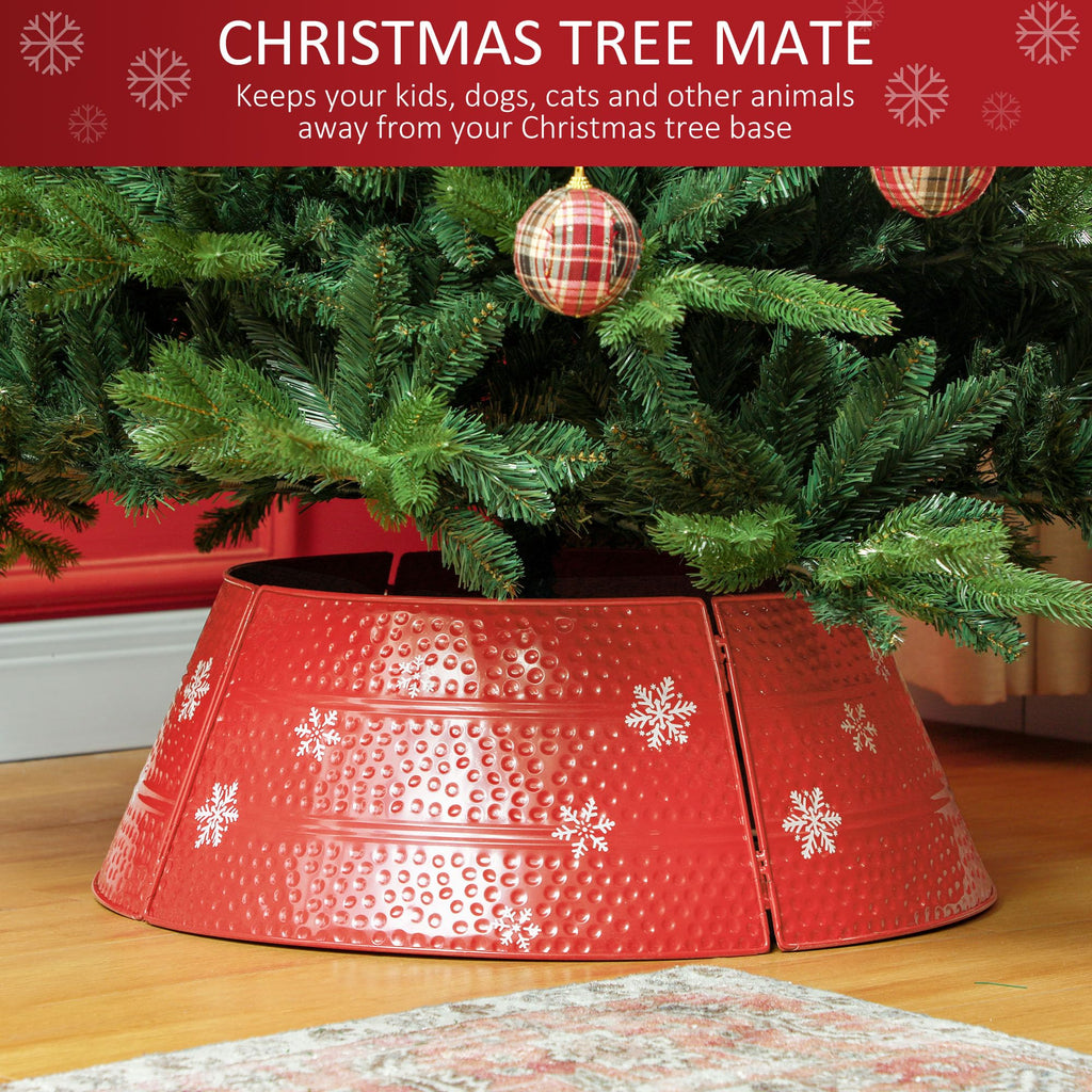 HOMCOM Metal Christmas Tree Collar, 26 Inch Christmas Tree Ring, Xmas Tree Skirt for Artificial Christmas Tree Decoration, Red