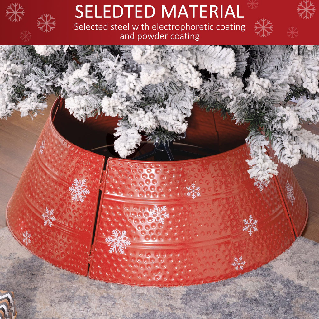 HOMCOM Metal Christmas Tree Collar, 26 Inch Christmas Tree Ring, Xmas Tree Skirt for Artificial Christmas Tree Decoration, Red