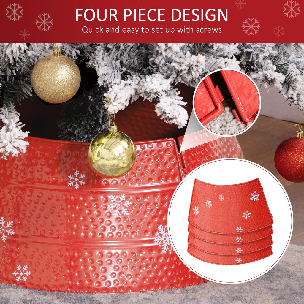 HOMCOM Metal Christmas Tree Collar, 26 Inch Christmas Tree Ring, Xmas Tree Skirt for Artificial Christmas Tree Decoration, Red