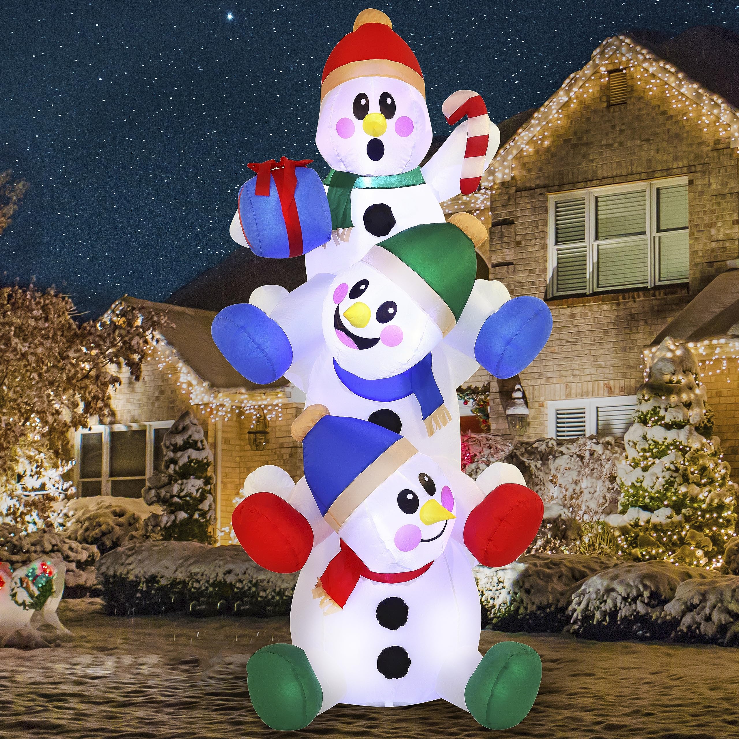 Joiedomi 6 FT Christmas Inflatable Decoration Stacked Snowman with Build-in LEDs Blow Up Inflatables for Xmas Party, Home Indoor Outdoor Christmas Décor Yard Garden Lawn Winter Holiday Supplies Décor